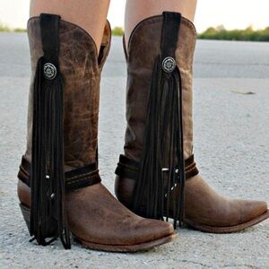 New Bodacious Boot Co Fringe Leather Boots-9.5